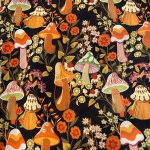 Women’s Black Floral & Mushroom Button-Down Shirt